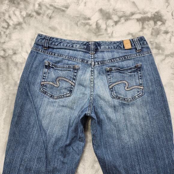Vintage Maurices Jeans Womens 7/8 SHORT Blue Taylor Boot Cut Mid Rise Stretch - Picture 4 of 13